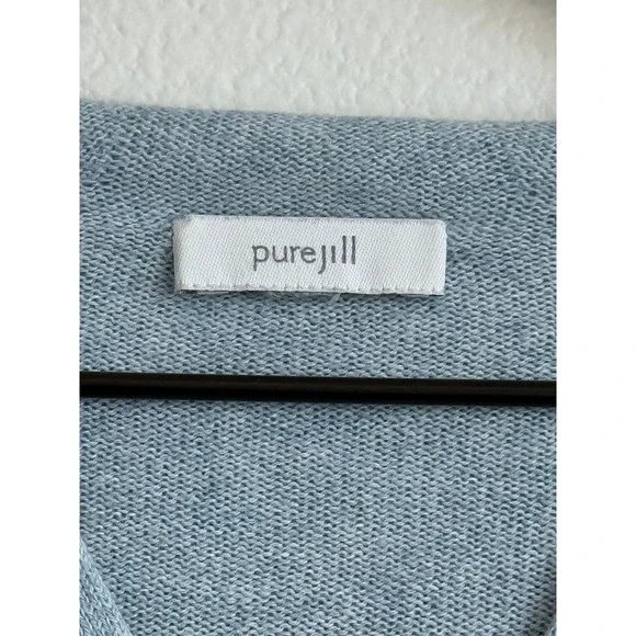 Pure Jill Cotton Cashmere Blend Hooded Sweater Quiet Luxury Coastal Grandmother - Picture 5 of 7